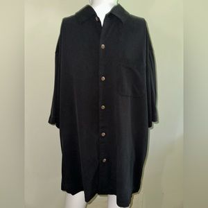 Tommy Bahama 100% Silk Black Short Sleeve Button Down Shirt, Size L